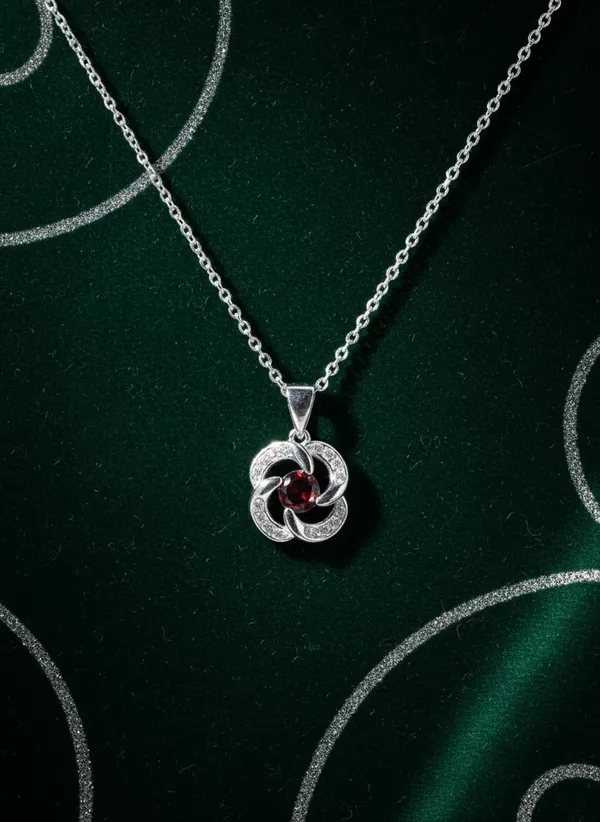 Swirl_Pendant_Necklace_With_Red_Crystal_Center_925_Sterling_Silver
